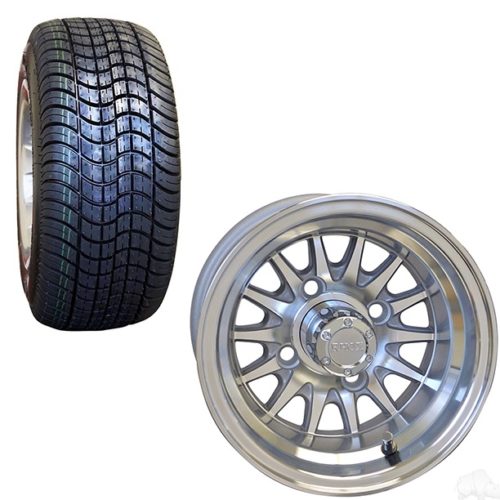 10" Aluminum Golf Cart Wheel and Street Tire Combo