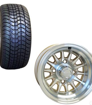 10 Inch Golf Cart Wheel and Street Tire Combo Pearl