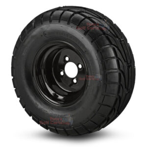 10" Black Steel Golf Cart Wheels and 22x10-10 DOT Street & Turf Golf Cart Tires - Set of 4