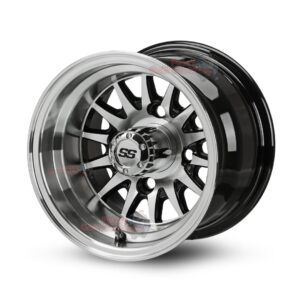 10" Phoenix Black/Machined Golf Cart Wheels - 10x7 ET-25