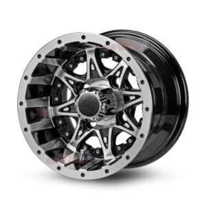 10" Revenge Black/Machined Golf Cart Wheels - 10x7 ET-15