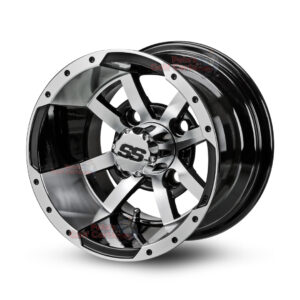 10" Storm Trooper Black/Machined Golf Cart Wheels - 10x7 ET-12
