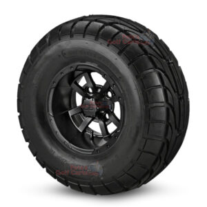 10" Storm Trooper Matte Black Golf Cart Wheels and 22x10-10 DOT Street & Turf Golf Cart Tires - Set of 4