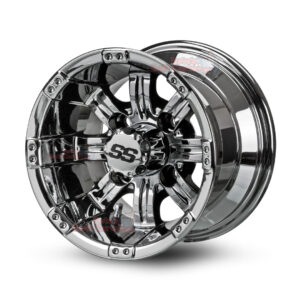 10" Tempest Chrome Golf Cart Wheels - 10x7 ET-15