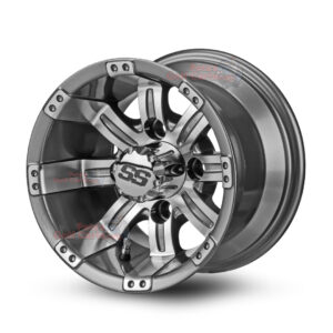 10" Tempest Gunmetal Golf Cart Wheels - 10x7 ET-15