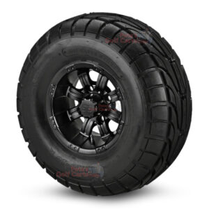 10" Tempest Matte Black Golf Cart Wheels and 22x10-10 DOT Street & Turf Golf Cart Tires - Set of 4