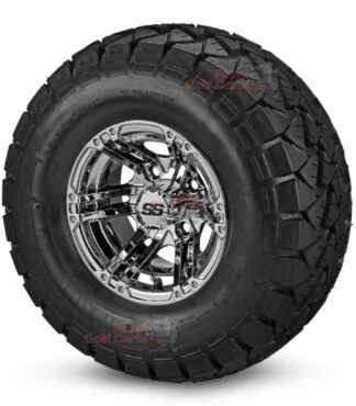 10-in-Terminator-Chrome-Wheels-22-10-10-DOT-AT-Trail-Fox-Tires-combo-ezgo-clubcar-yamaha-petesgolfcarts