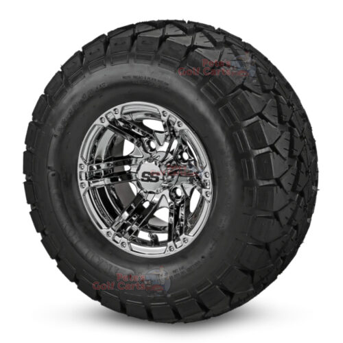10-in-Terminator-Chrome-Wheels-22-10-10-DOT-AT-Trail-Fox-Tires-combo-ezgo-clubcar-yamaha-petesgolfcarts
