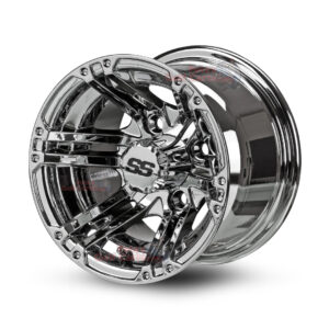 10" Terminator Chrome Golf Cart Wheels - 10x7 ET-25
