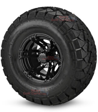 10-in-Terminator-Gloss-Black-Wheels-22-10-10-DOT-AT-Trail-Fox-Tires-combo-ezgo-clubcar-yamaha-petesgolfcarts