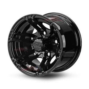 10" Terminator Gloss Black Golf Cart Wheels - 10x7 ET-25