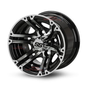 10" Terminator Black/Machined Golf Cart Wheels - 10x7 ET-25