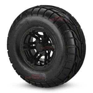 10" Terminator Matte Black Golf Cart Wheels and 22x10-10 DOT Street & Turf Golf Cart Tires - Set of 4