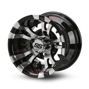 10" Vampire Black/Machined Golf Cart Wheels - 10x7 ET-15
