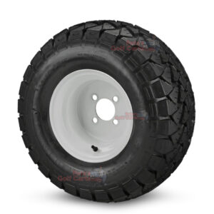 10" White Steel Golf Cart Wheels and 22x10-10 Trail Fox All Terrain Golf Cart Tires Combo - Set of 4 (22" tall)