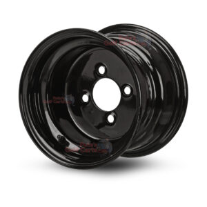 10" Gloss Black Steel Golf Cart Wheel - 10″x7″ w/ 3+4 Offset