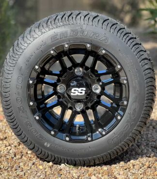 10-inch-HD3-gloss-black-golf-cart-wheels-205/50-10-excel-endura-dot-approved-low-profile-street-and-turf-golf-cart-tires