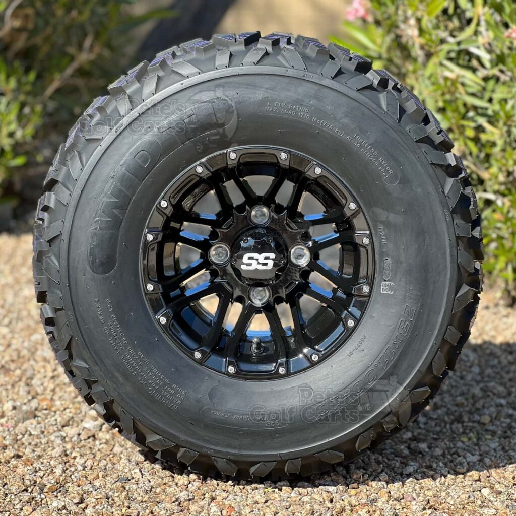 10-inch-HD3-gloss-black-golf-cart-wheels-and-23x11-10-wanda-p3077-8-ply-8ply-off-road-golf-cart-tires-combo-set-of-4-petesgolfcarts-com
