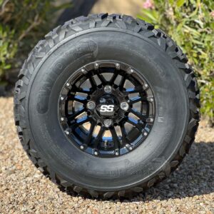 10" HD3 Gloss Black Golf Cart Wheels and 23x11-10 All Terrain Tires Combo - Set of 4 (23" tall)