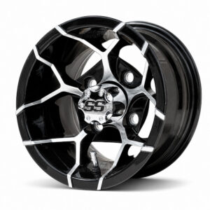 10" Yosemite Black/Machined Golf Cart Wheels - 10x7 ET-15