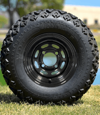 10-inch-black-solid-steel-wheel-and-20x10-10-20-inch-tall-DOT-All-Terrain-Tire-Wanda-P3026-solid-outside petes-golf-carts