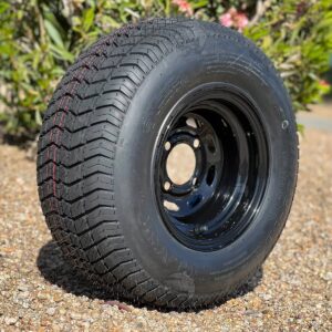 10" Black Steel Golf Cart Wheels and 205/65-10 Comfortride  DOT Street/Turf Tires Combo – Set of 4 (20" tall)