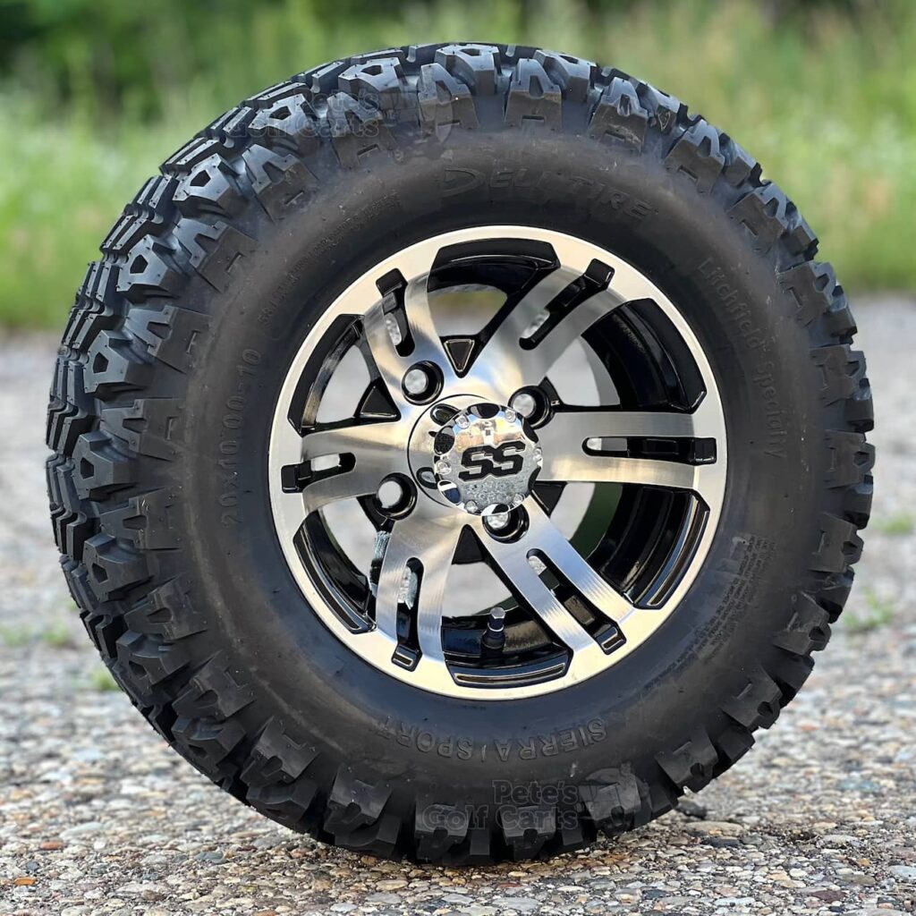 10-inch-bulldog-black-machined-golf-cart-wheels-20x10-10-deli-sierra-sport-dot-all-terrain-tires-for-non-lifted-ezgo-yamaha-petesgolfcarts