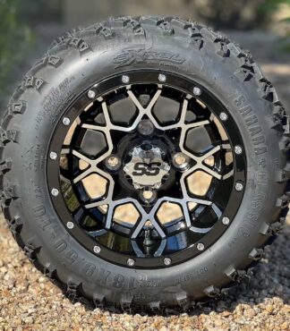 10-inch-matrix-black-machined-golf-cart-wheels-10x7-18x9.5-10-excel-sahara-classic-dot-all-terrain-tires-combo