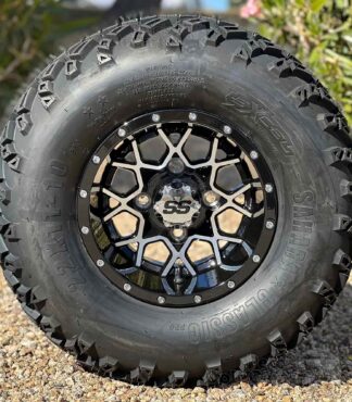10-inch-matrix-black-machined-golf-cart-wheels-10x7-and-22x11-10-excel-sahara-classic-dot-all-terrain-tires-combo