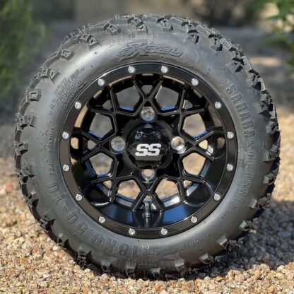 10-inch-matrix-gloss-black-golf-cart-wheels-10x7-18x9.5-10-excel-sahara-classic-dot-all-terrain-tires-combo