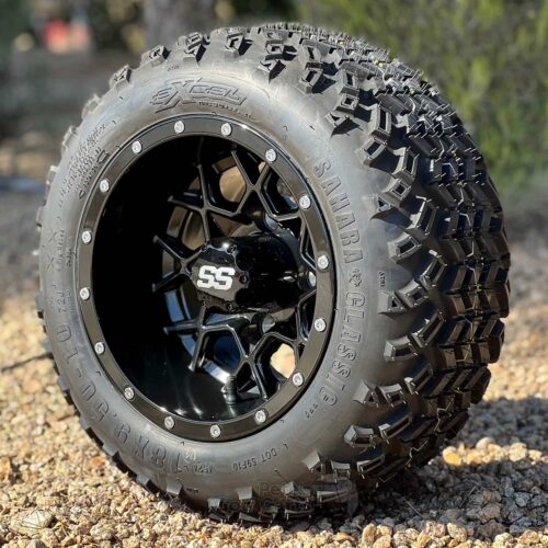 10-inch-matrix-gloss-black-golf-cart-wheels-10x7-18x9.5-10-excel-sahara-classic-dot-all-terrain-tires-combo-clubcar-yamaha-ezgo