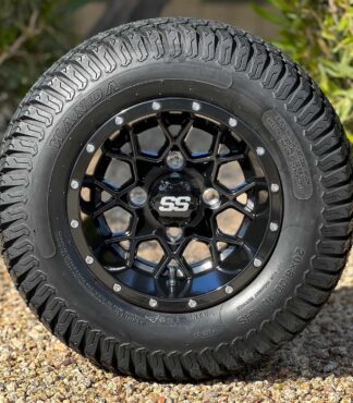 10-inch-matrix-gloss-black-golf-cart-wheels-and-20x8.0-10-turf-tires-combo