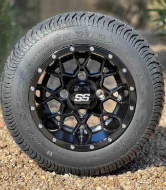 10-inch-matrix-gloss-black-wheels-itp-hurricane-and-205/50-10-dot-low-profile-golf-cart-tires-combo-18-inches-tall-nonlifted-golf-carts-ezgo-clubcar-yamaha