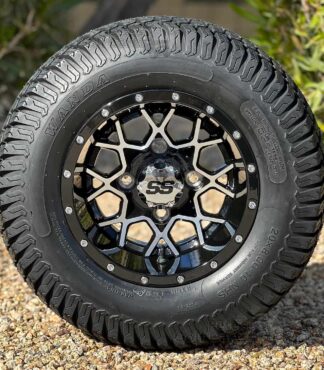 10-inch-matrix-machined-black-golf-cart-wheels-10x7-and-20x8-10-turf-tires-combo-non-lifted-EZGO-yamaha