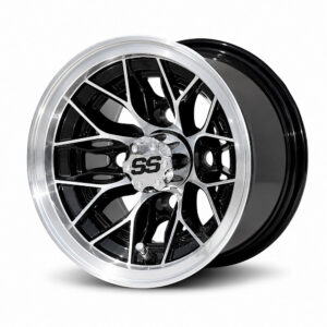 10" Mystique Black/Machined Golf Cart Wheels - 10x7 ET-15