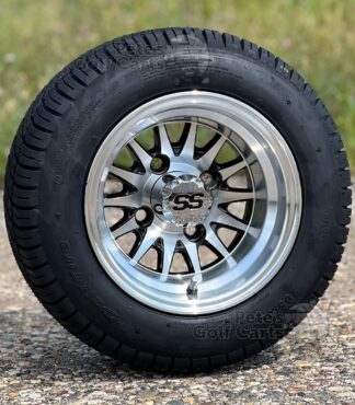 10-inch-phoenix-machined-black-14-spoke-golf-cart-wheels-205/50-10-deli-dot-street-turf-tires-combo-ezgo-clubcar-yamaha-petesgolfcarts
