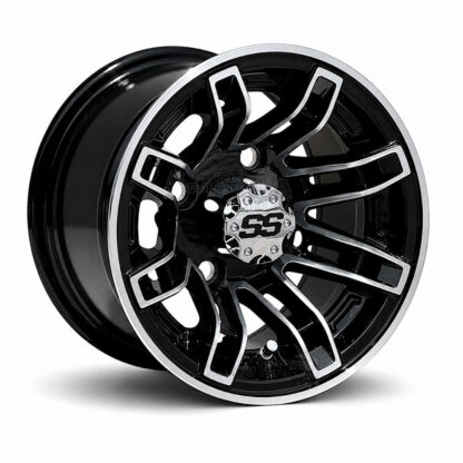10" Recon Black/Machined Golf Cart Wheels - 10x7 ET-15 - Image 3