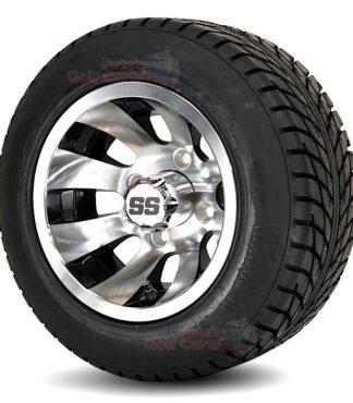 10-inch-tempest-black-machined-golf-cart-wheels-205:50-10-dot-approved-street-turf-low-profile-golf-cart-tires-combo