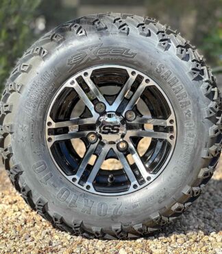 10-inch-terminator-black-machined-golf-cart-wheels-and-20x10-10-excel-sahara-classic-dot-all-terrain-tires-combo-non-lifted-ezgo-yamaha