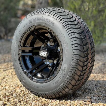 10-inch-terminator-gloss-black-golf-cart-wheels-205/50-10-excel-endura-dot-approved-low-profile-street-and-turf-golf-cart-tires