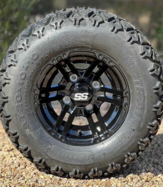 10-inch-terminator-gloss-black-golf-cart-wheels-20x10-10-excel-at-trail-dot-all-terrain-tires-combo