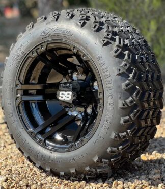10-inch-terminator-gloss-black-golf-cart-wheels-and-18x9.5-10-excel-sahara-classic-dot-all-terrain-tires-combo-clubcar-ezgo-yamaha