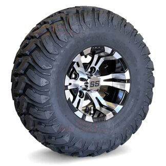 10-inch-vampire-black-machined-aluminum-golf-cart-wheels-22-10.5-10-MUD-terrain-tires-set-of-4-angle