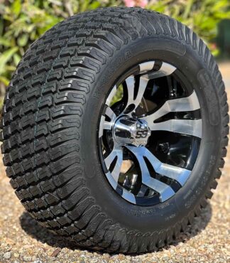 10-inch-vampire-black-machined-golf-cart-wheels-20x8-10-TURF-wanda-p332-golf-cart-tires-combo-Set-of-4