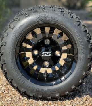 10-inch-vampire-gloss-black-aluminum-golf-cart-wheels-and-18x9.5-10-excel-sahara-classic-dot-all-terrain-tires-combo