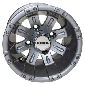 10" Vegas Gunmetal Gray Golf Cart Wheels Set of 4 - RHOX®