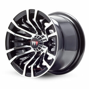 10" Type C Black/Machined Aluminum Golf Cart Wheels ET-15.5mm | Wheel Mate