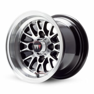 10" Type V Black/Machined Aluminum Golf Cart Wheels ET-15.5mm | Wheel Mate