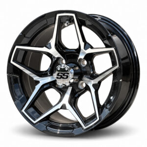 12" Orion Black/Machined Golf Cart Wheels - 12x7 ET-15