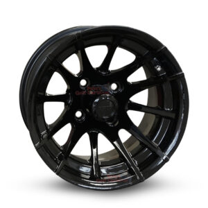 12" RX104 Gloss Black Golf Cart Wheels Set of 4 - RHOX®